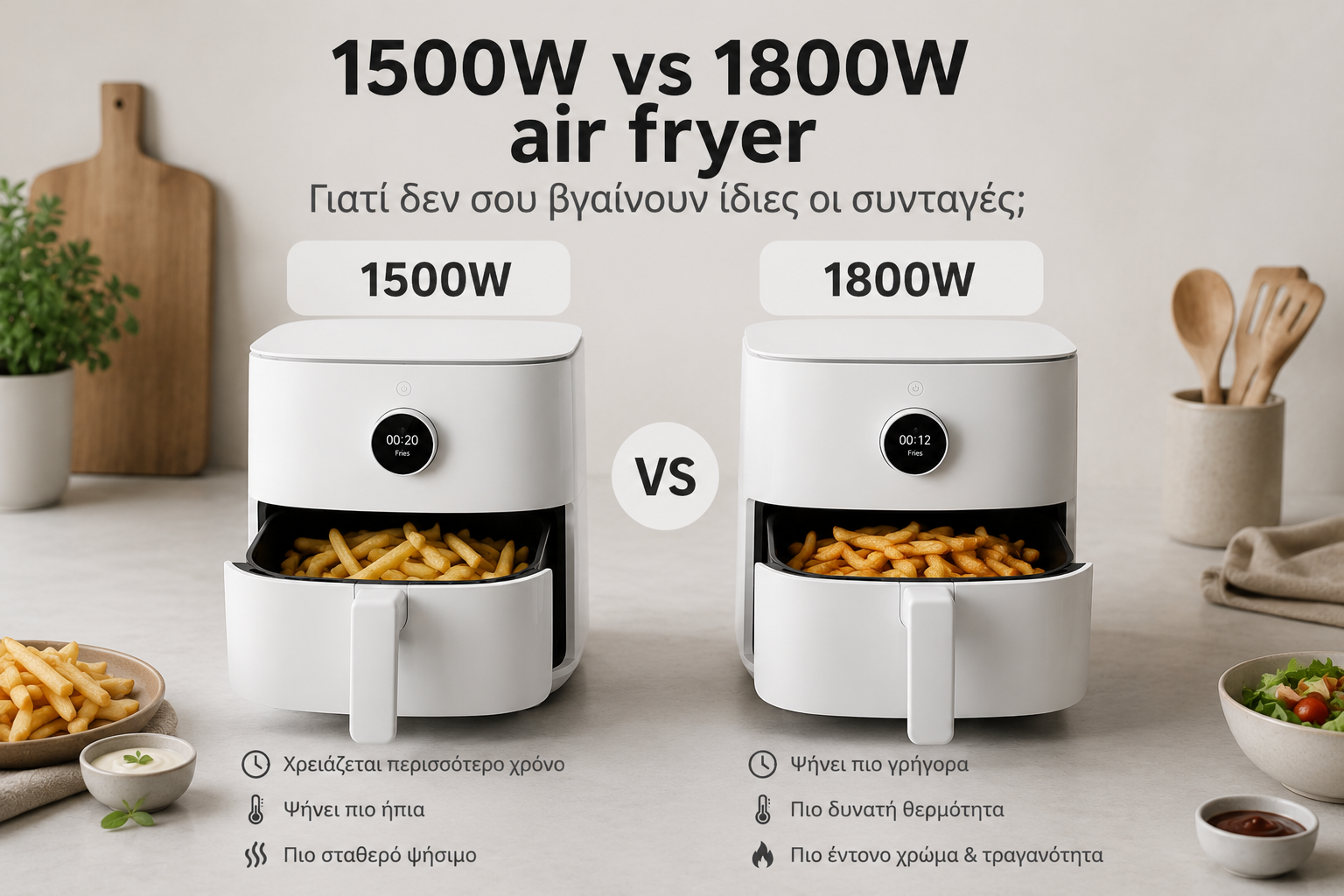 1500W vs 1800W air fryer — γιατί δεν σου βγαίνουν ίδιες οι συνταγές